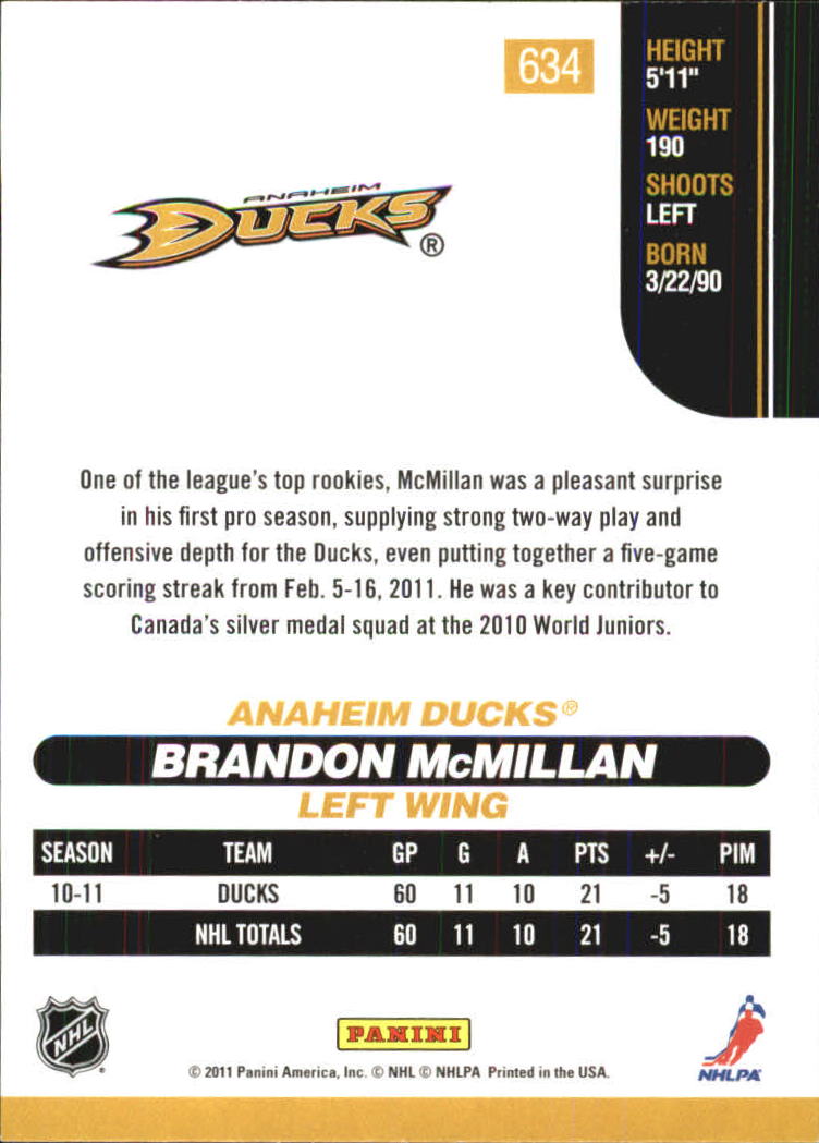 2010-11 Score Gold #634 Brandon McMillan back image