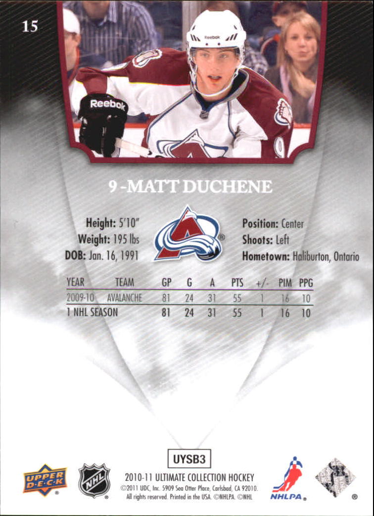 2010-11 Ultimate Collection #15 Matt Duchene back image
