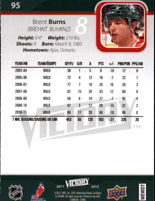 2011-12 Upper Deck Victory #95 Brent Burns back image