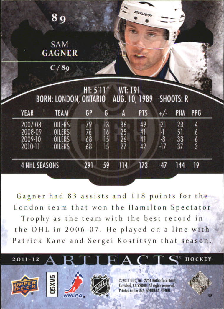 2011-12 Artifacts Emerald #89 Sam Gagner back image