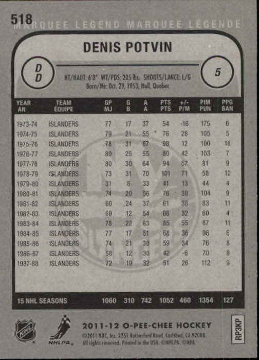 2011-12 O-Pee-Chee #518 Denis Potvin L