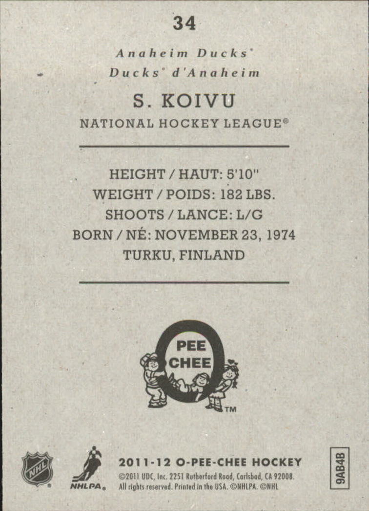 2011-12 O-Pee-Chee Retro #34 Saku Koivu back image