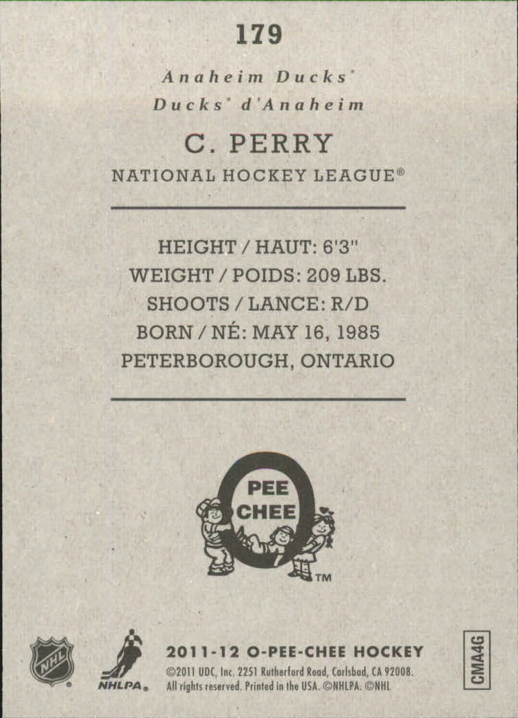 2011-12 O-Pee-Chee Retro #179 Corey Perry back image