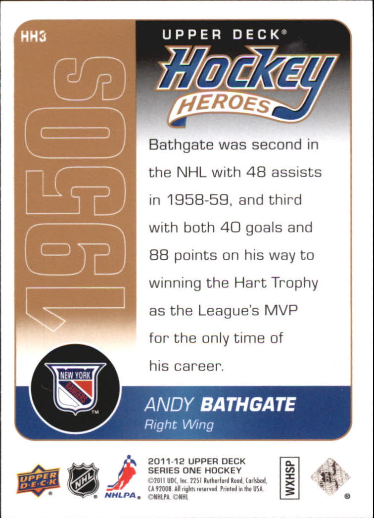 2011-12 Upper Deck Hockey Heroes #HH3 Andy Bathgate back image