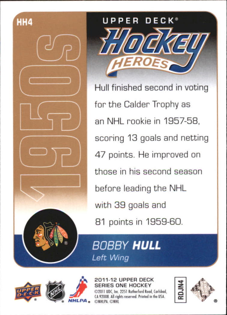 2011-12 Upper Deck Hockey Heroes #HH4 Bobby Hull back image