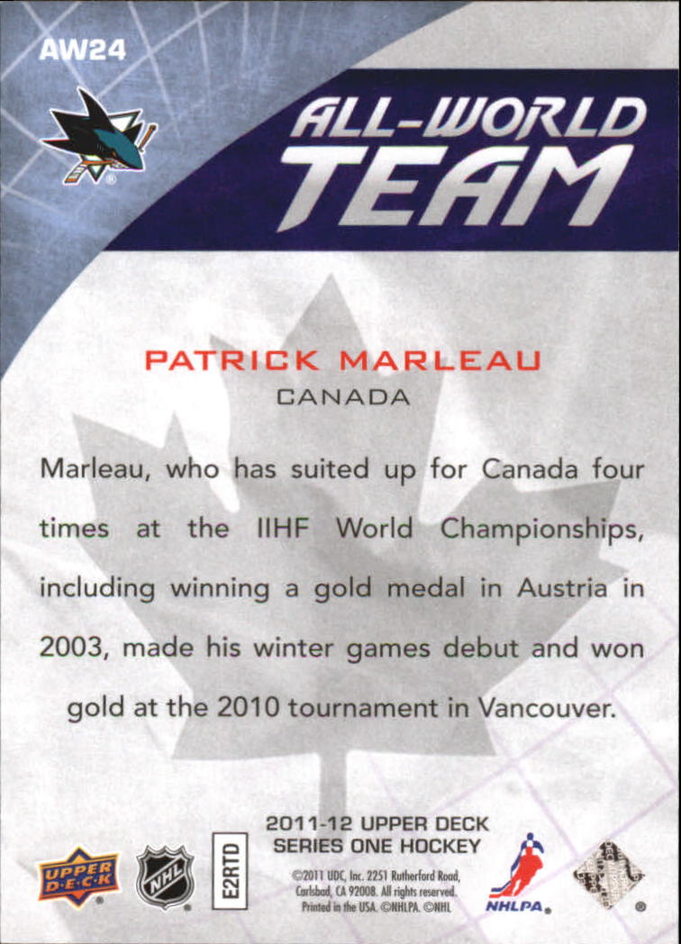 2011-12 Upper Deck All World Team #AW24 Patrick Marleau back image