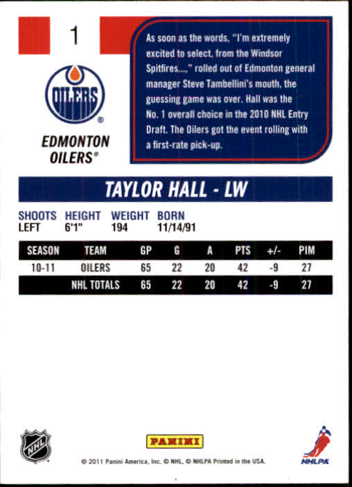 2011-12 Score #1 Taylor Hall SH back image