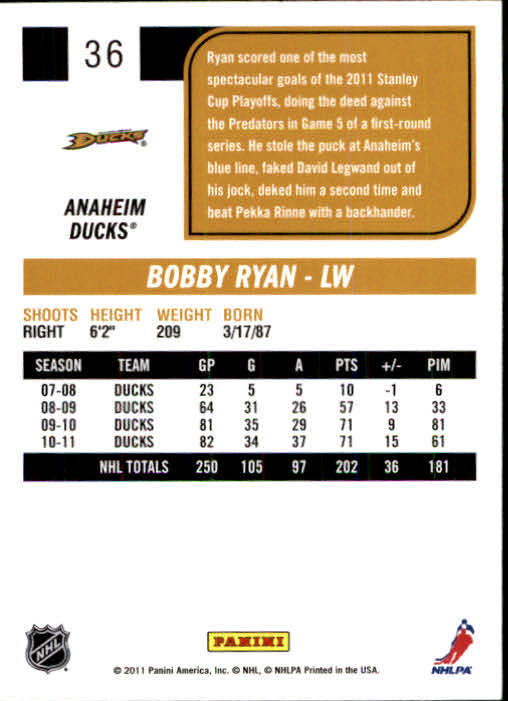 2011-12 Score #36 Bobby Ryan back image