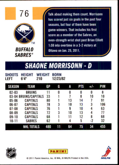 2011-12 Score #76 Shaone Morrisonn back image