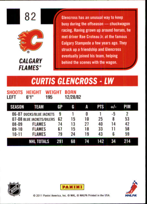 2011-12 Score #82 Curtis Glencross back image