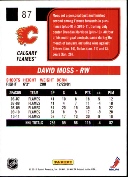 2011-12 Score #87 David Moss back image