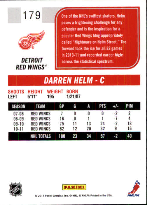 2011-12 Score #179 Darren Helm back image