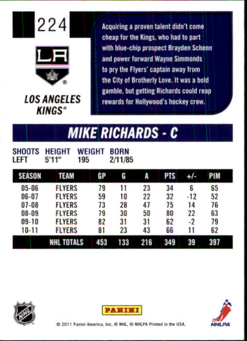 2011-12 Score #224 Mike Richards back image