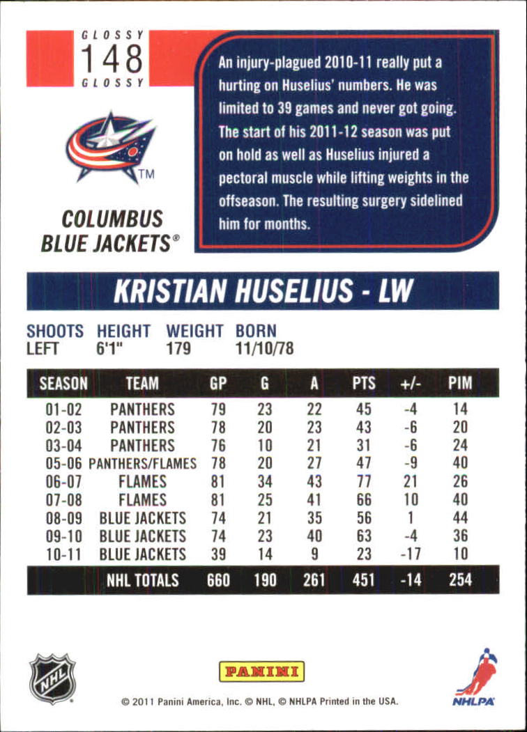 2011-12 Score Glossy #148 Kristian Huselius back image