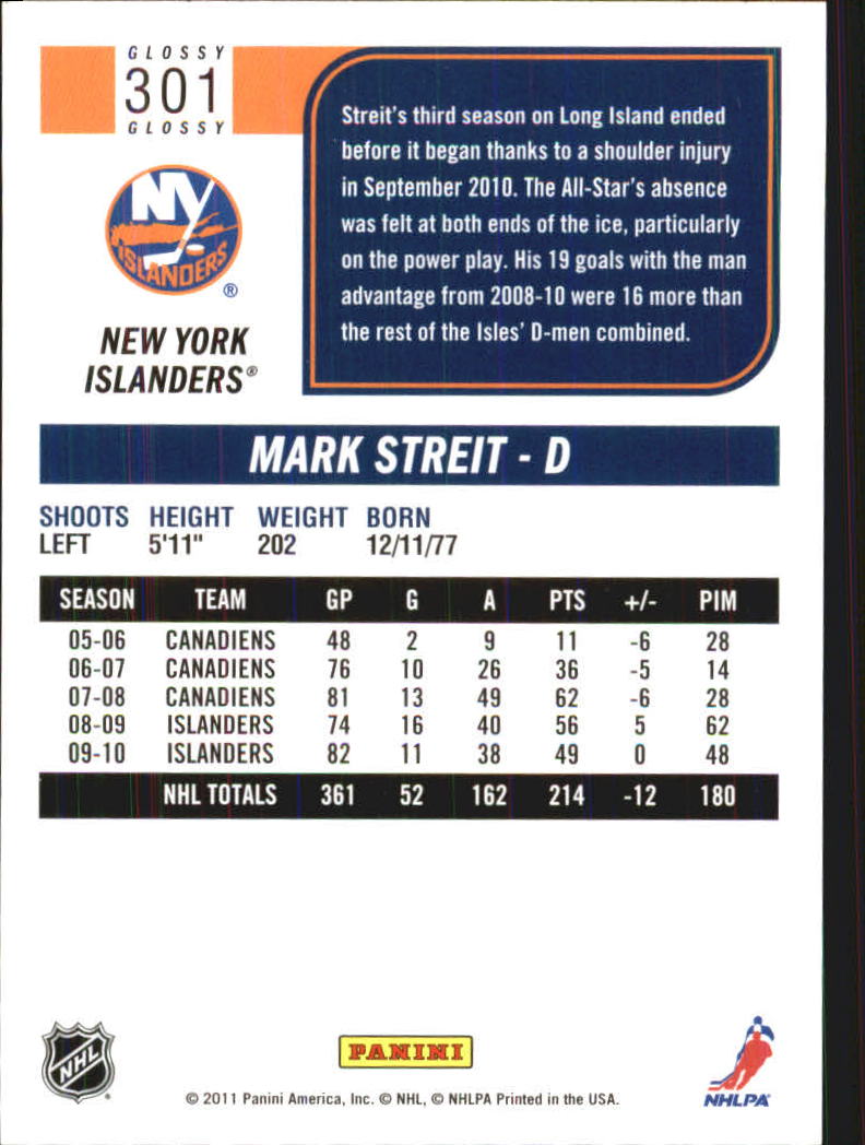 2011-12 Score Glossy #301 Mark Streit back image