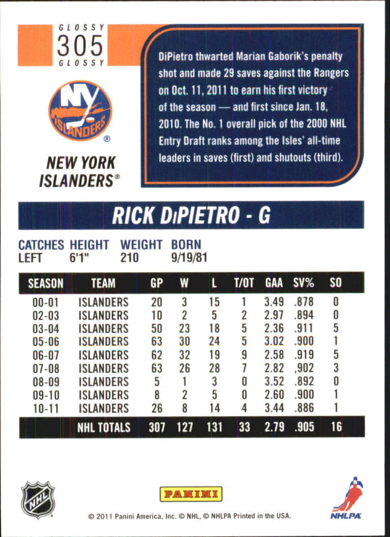 2011-12 Score Glossy #305 Rick DiPietro back image