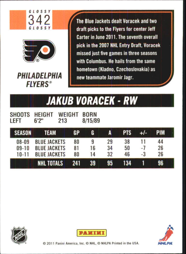 2011-12 Score Glossy #342 Jakub Voracek back image
