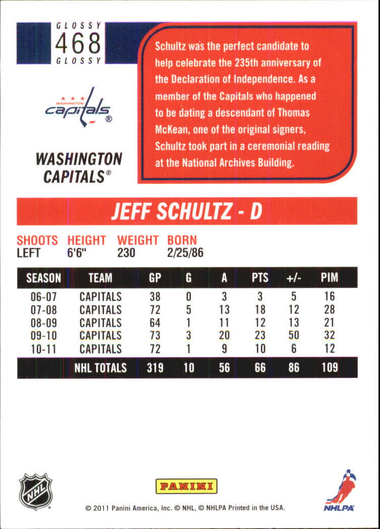 2011-12 Score Glossy #468 Jeff Schultz back image