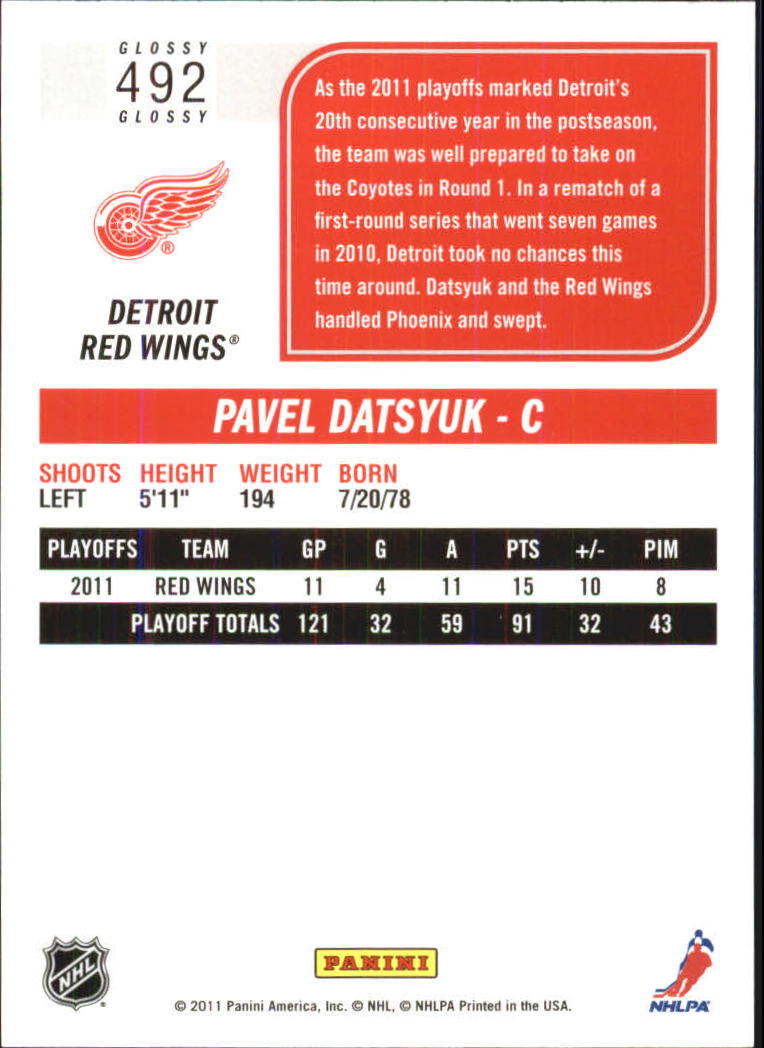 2011-12 Score Glossy #492 Pavel Datsyuk HL back image