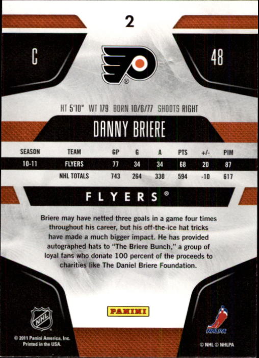 2011-12 Certified #2 Danny Briere back image