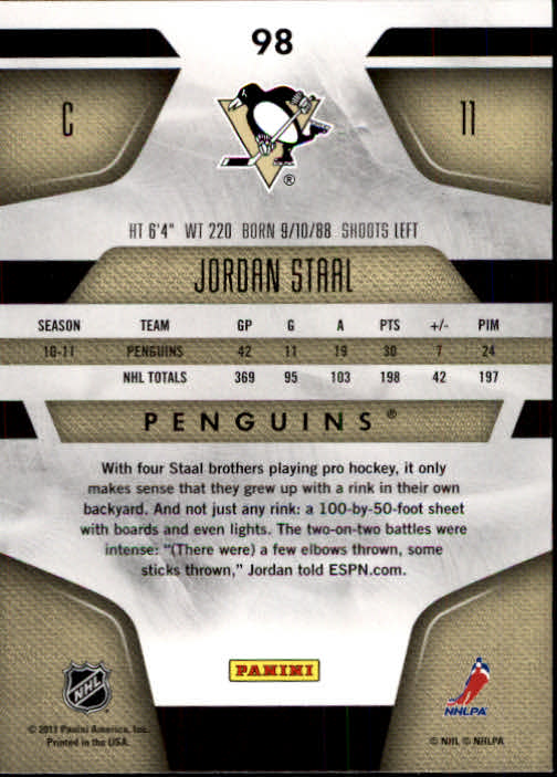 2011-12 Certified #98 Jordan Staal back image