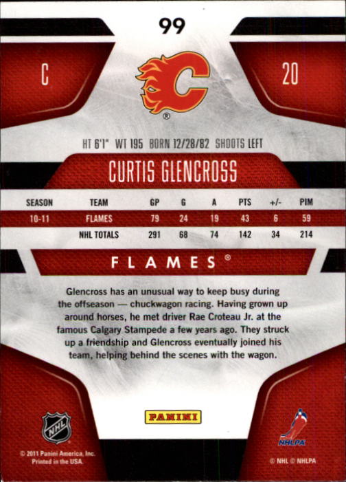 2011-12 Certified #99 Curtis Glencross back image
