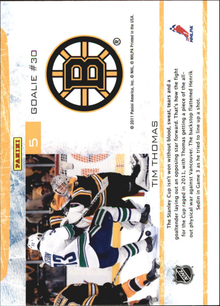 2011-12 Certified Collision Course #5 Tim Thomas back image