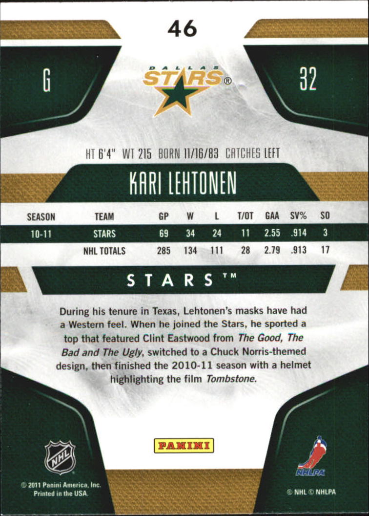 2011-12 Certified Totally Silver #46 Kari Lehtonen back image