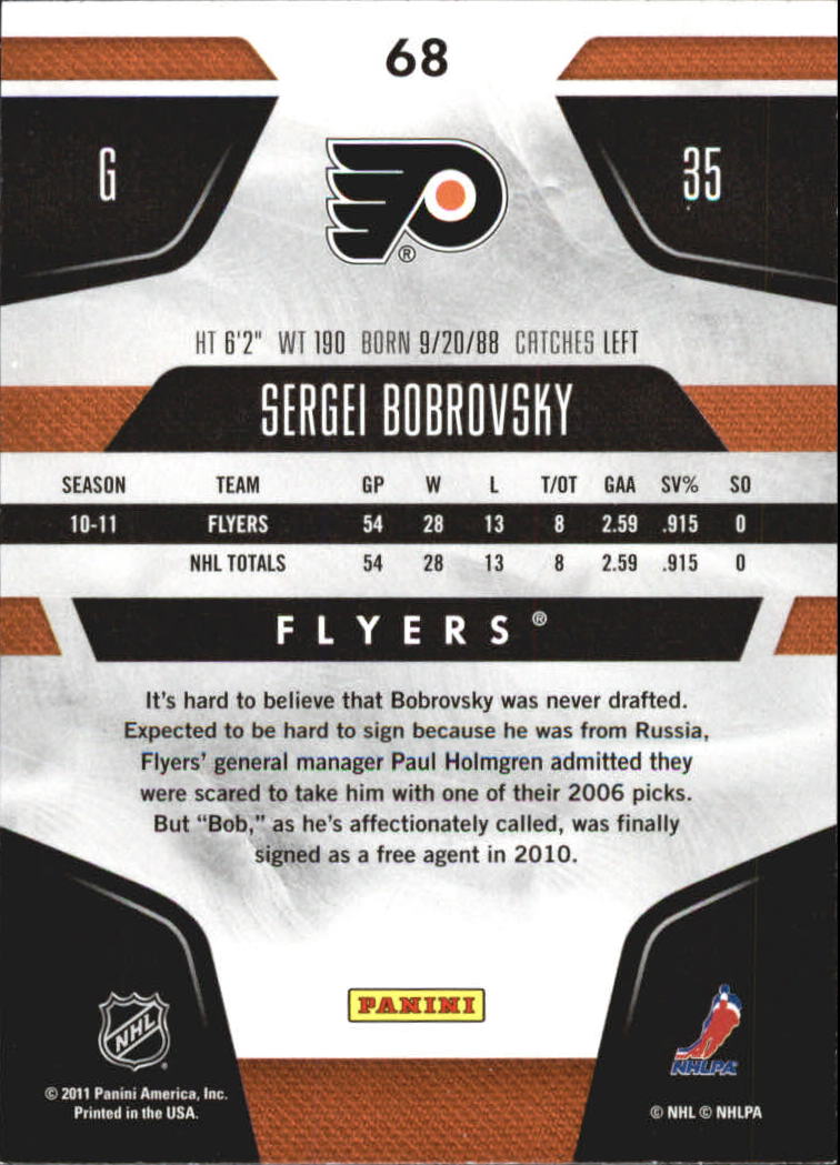 2011-12 Certified Totally Silver #68 Sergei Bobrovsky back image