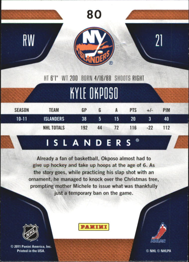 2011-12 Certified Totally Silver #80 Kyle Okposo back image
