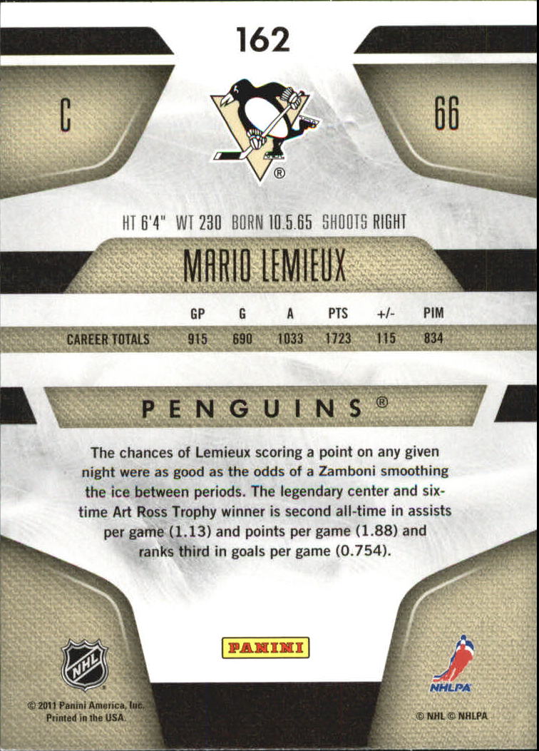 2011-12 Certified Totally Silver #162 Mario Lemieux back image