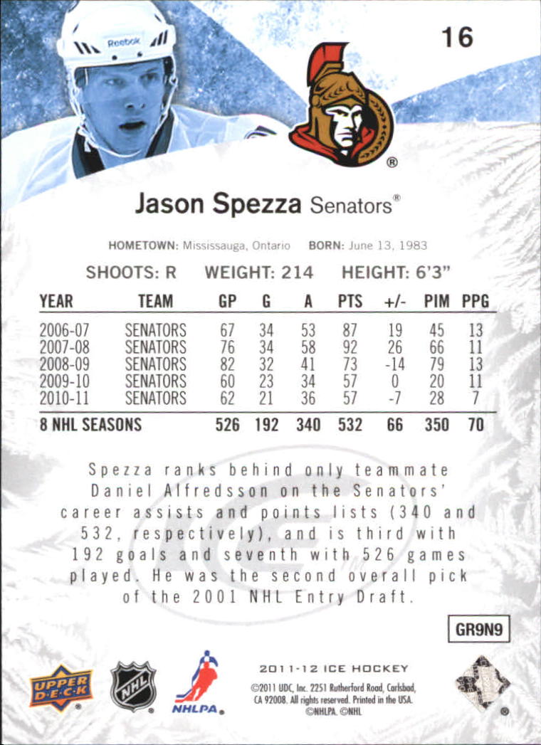 2011-12 Upper Deck Ice #16 Jason Spezza back image