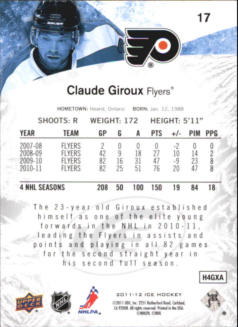 2011-12 Upper Deck Ice #17 Claude Giroux back image