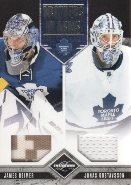 2011-12 Limited Brothers In Arms Materials #8 James Reimer/Jonas Gustavsson/199