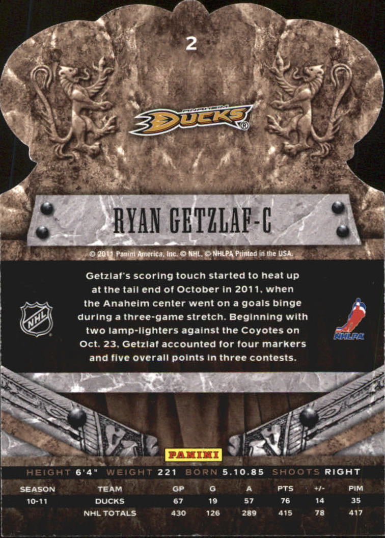 2011-12 Crown Royale #2 Ryan Getzlaf back image