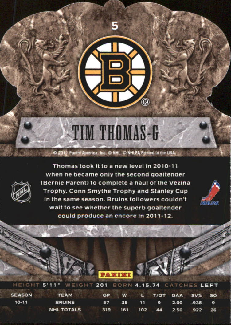 2011-12 Crown Royale #5 Tim Thomas back image