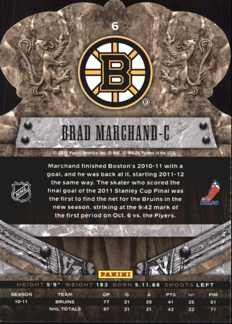 2011-12 Crown Royale #6 Brad Marchand back image