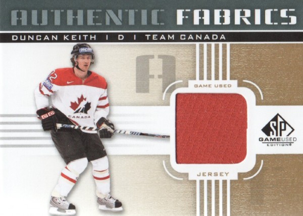 2011-12 SP Game Used Authentic Fabrics Gold #AFDK1 Duncan Keith D C