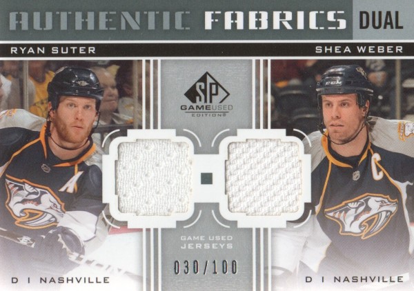 2011-12 SP Game Used Authentic Fabrics Dual #AF2SW Ryan Suter/100/Shea Weber