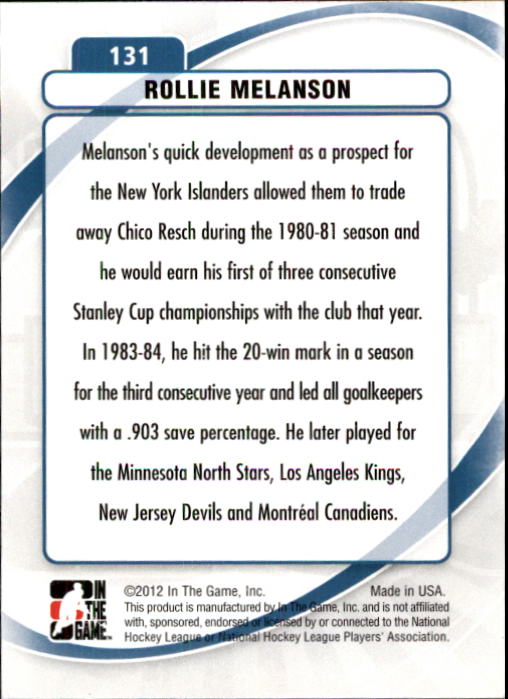 2011-12 Between The Pipes #131 Rollie Melanson DEC back image