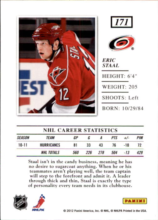 2011-12 Elite #171 Eric Staal back image