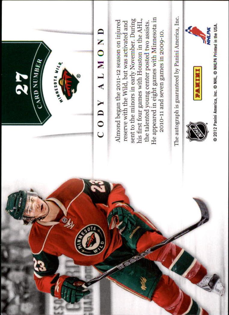 2011-12 Panini Contenders NHL Ink #27 Cody Almond back image