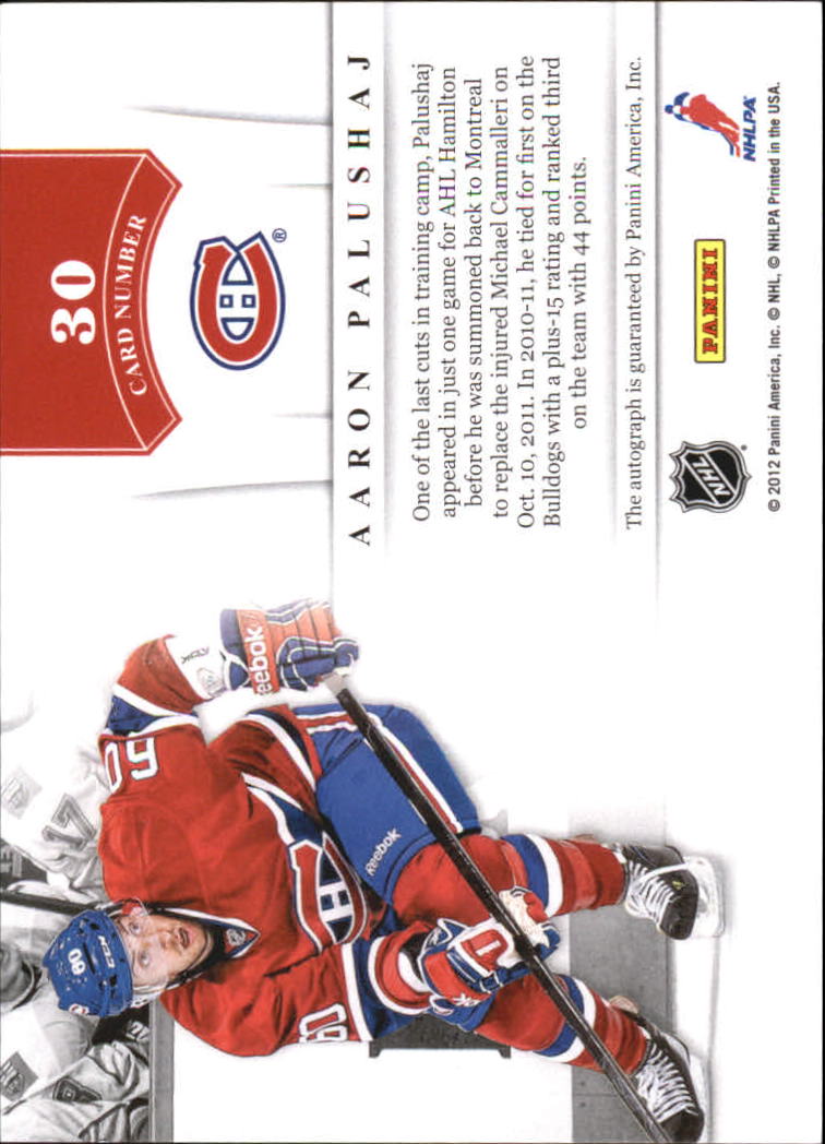 2011-12 Panini Contenders NHL Ink #30 Aaron Palushaj back image