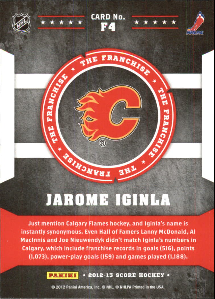 2012-13 Score Franchise #F4 Jarome Iginla back image