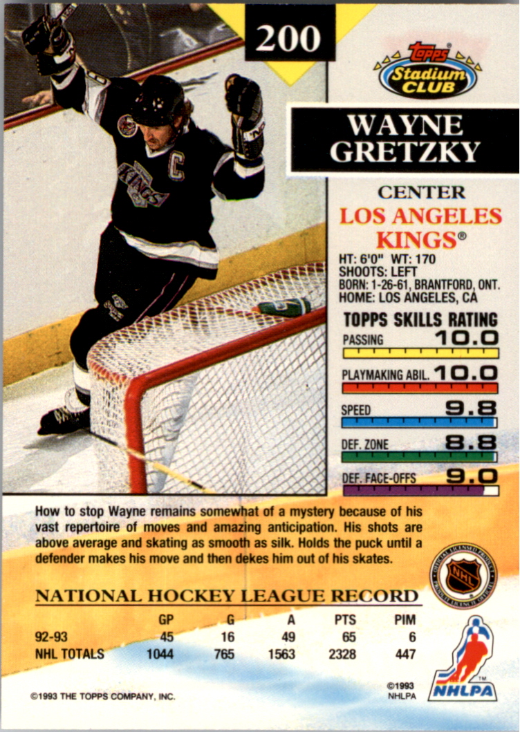 1993-94 Stadium Club Members Only Parallel #200 Wayne Gretzky back image