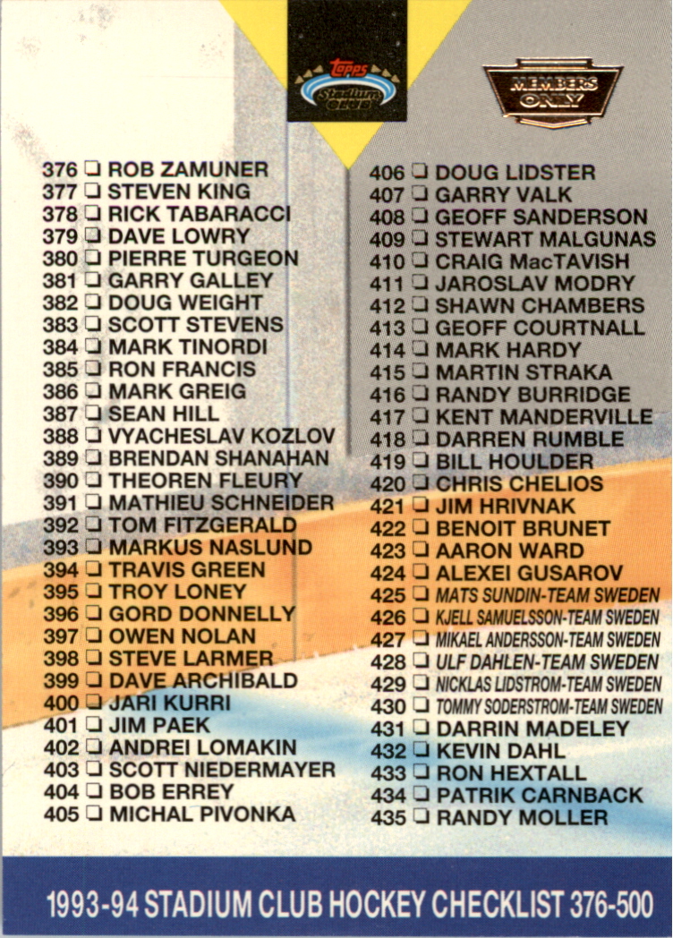 B0171- 1993-94 Stadium Club Members Only 251-500 -You Pick- 15+ FREE US SHIP - Picture 492 of 493