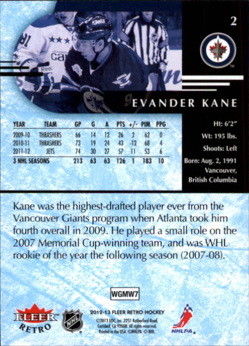 2012-13 Fleer Retro #2 Evander Kane back image