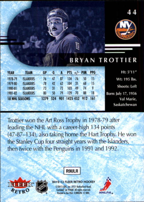 2012-13 Fleer Retro #44 Bryan Trottier back image