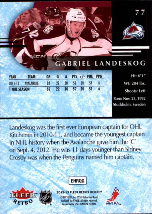 2012-13 Fleer Retro - #77 Gabriel Landeskog