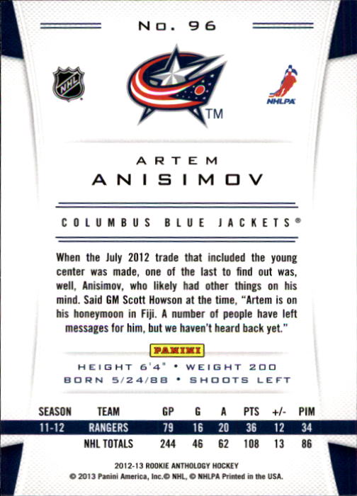 2012-13 Panini Rookie Anthology - #51 Pekka Rinne